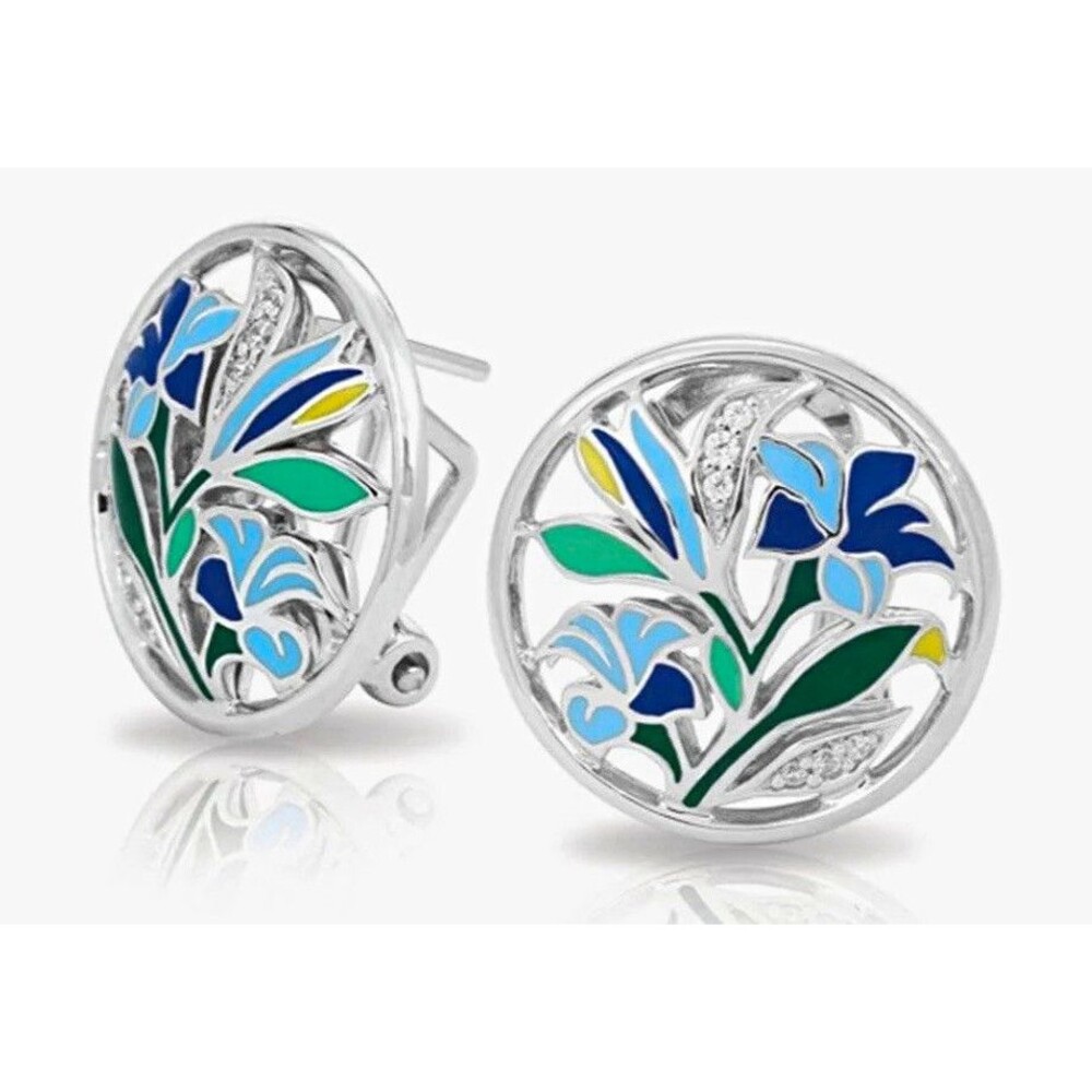 Authentic Belle Étoile "Morning Glory" Blue Enamel & Sterling Silver Earrings